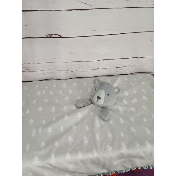 Cloud Island Large Bear Baby Lovey Security Blanket Gray Tree Print 30x30 - Picture 3 of 7